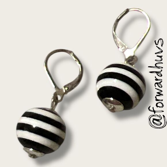 No Brand Jewelry - Bundle Sale 3 for $15 | Black & White Striped Bead Earrings